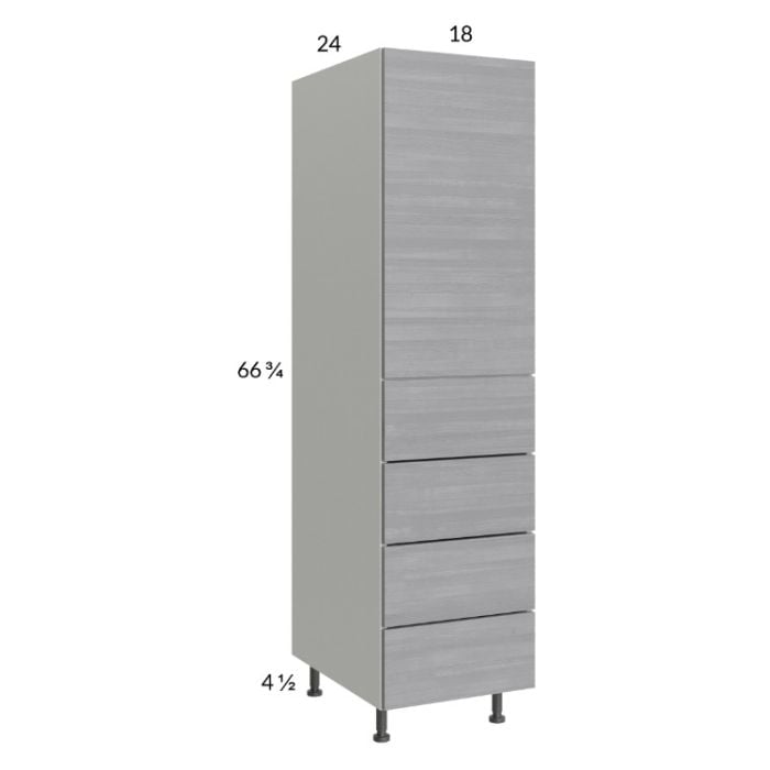 RTA Euro Grey 18" x 71-1/4" Utility Cabinet with 1 Door, 4 Drawers, and 2 Finished End Panels