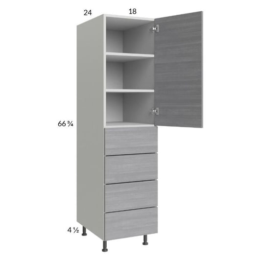 RTA Euro Grey 18" x 71-1/4" Utility Cabinet with 1 Door, 4 Drawers, and 2 Finished End Panels