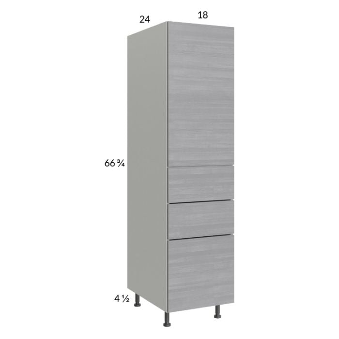RTA Euro Grey 18" x 71-1/4" Utility Cabinet with 1 Door and 3 Drawers