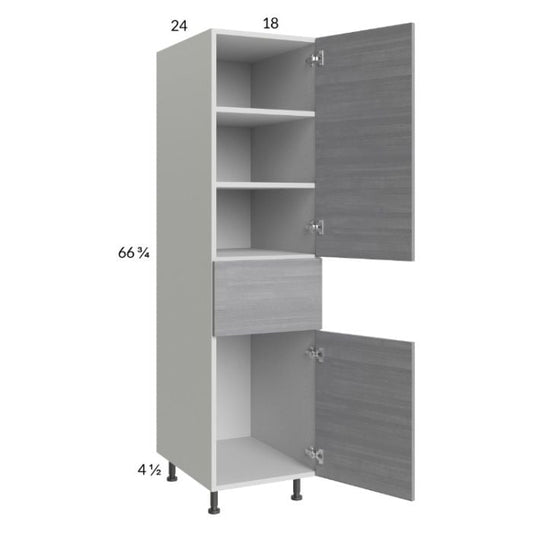 RTA Euro Grey 18" x 71-1/4" Utility Cabinet with 2 Doors, 1 Drawer, and 1 Finished End Panel