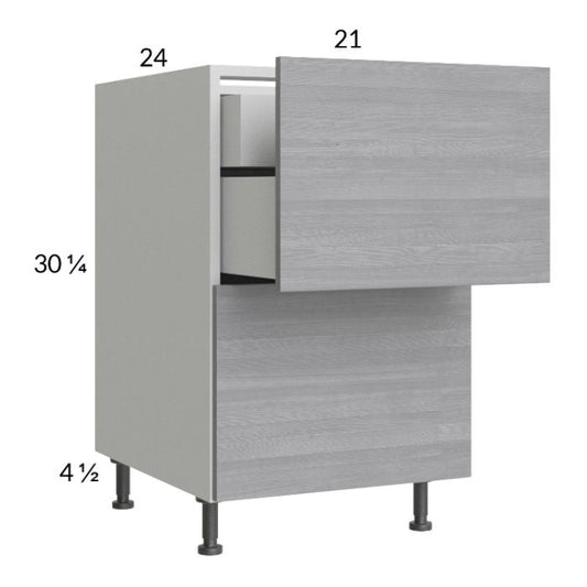 RTA Euro Grey 21" 2-Drawer Base Cabinet with 1 Inner Drawer