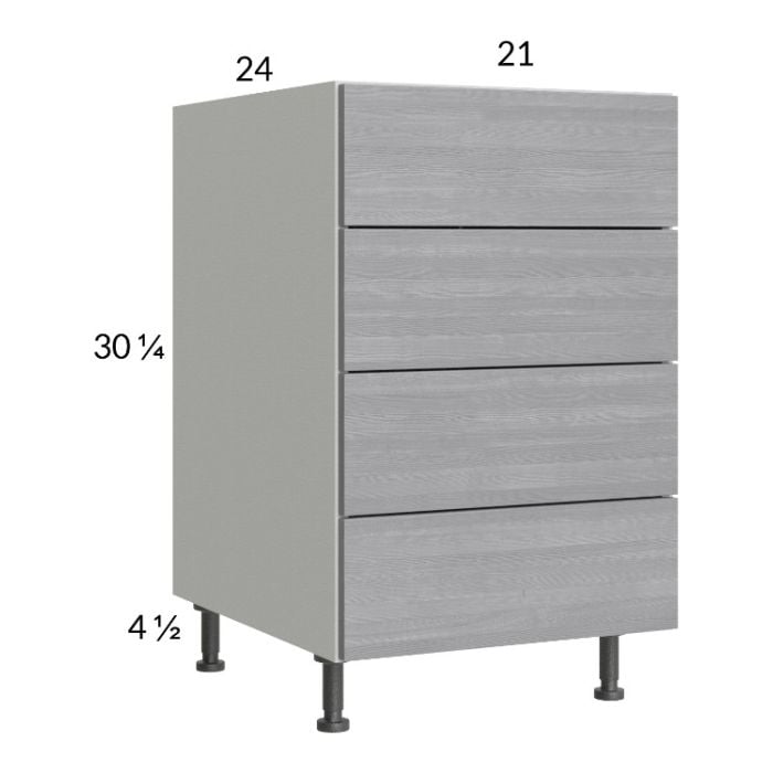 RTA Euro Grey 21" 4-Drawer Base Cabinet with 1 Finished End Panel
