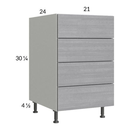 RTA Euro Grey 21" 4-Drawer Base Cabinet with 2 Finished End Panels