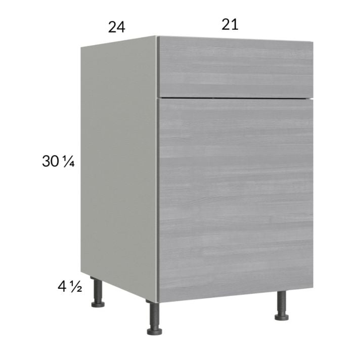 RTA Euro Grey 21" Base Cabinet with Double Trashcan Pullout