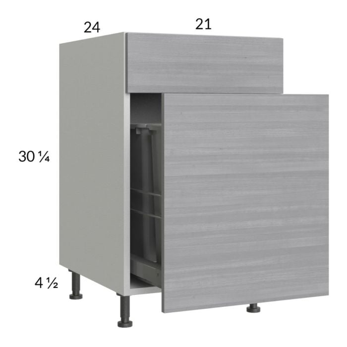 RTA Euro Grey 21" Base Cabinet with Double Trashcan Pullout