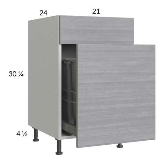 RTA Euro Grey 21" Base Cabinet with Double Trashcan Pullout