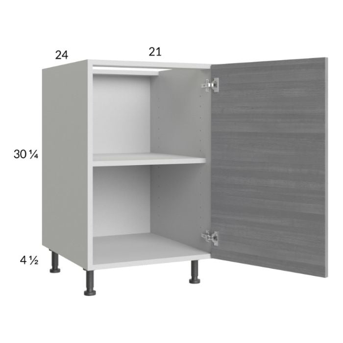RTA Euro Grey 21" Full Height Door Base Cabinet with 1 Finished End Panel