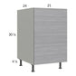 RTA Euro Grey 21" Full Height Door Base Cabinet with Double Trashcan Pullout