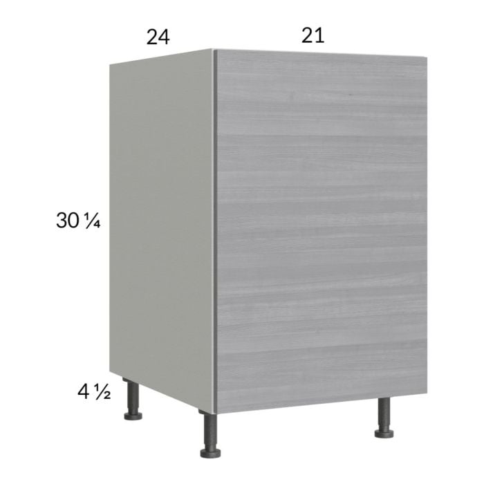 RTA Euro Grey 21" Full Height Door Base Cabinet with Double Trashcan Pullout