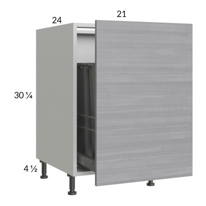 RTA Euro Grey 21" Full Height Door Base Cabinet with Double Trashcan Pullout