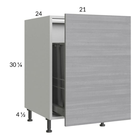 RTA Euro Grey 21" Full Height Door Base Cabinet with Double Trashcan Pullout