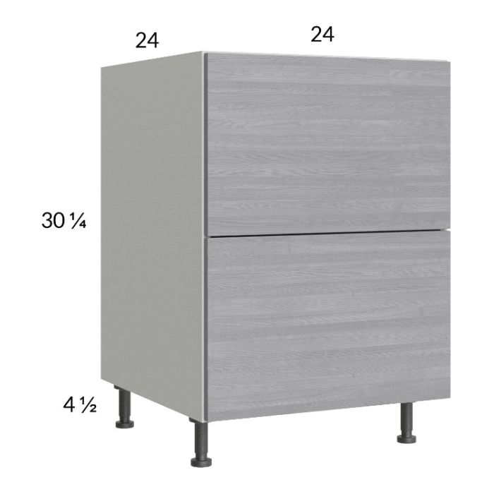 RTA Euro Grey 24" 2-Drawer Base Cabinet with 1 Finished End Panel
