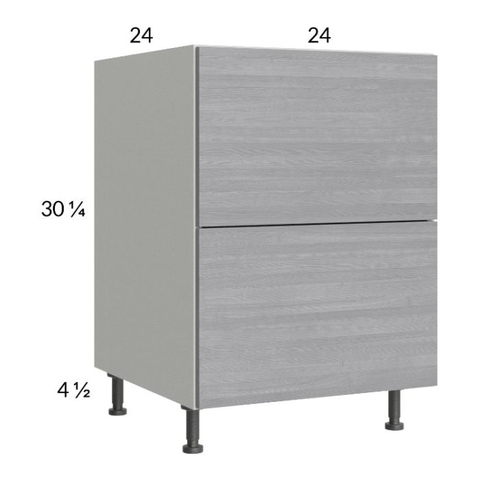RTA Euro Grey 24" 2-Drawer Base Cabinet with 1 Inner Drawer and 1 Finished End Panel