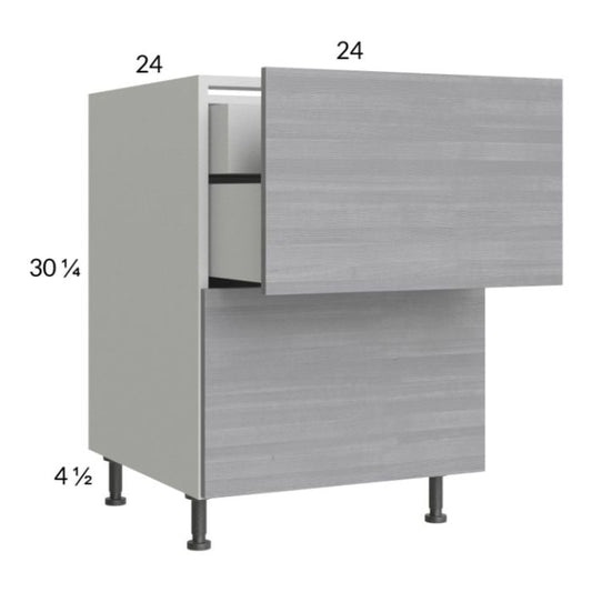 RTA Euro Grey 24" 2-Drawer Base Cabinet with 1 Inner Drawer