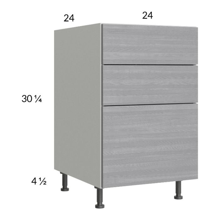 RTA Euro Grey 24" 2-Drawer Range Base Cabinet with 1 False Drawer Front and 1 Finished End Panel