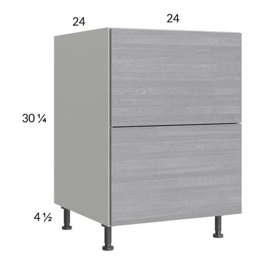 RTA Euro Grey 24" 2-Drawer Range Base Cabinet with 1 Finished End Panel