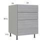 RTA Euro Grey 24" 3-Drawer Base Cabinet