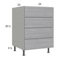 RTA Euro Grey 24" 3-Drawer Range Base Cabinet with 1 False Drawer Front and 2 Finished End Panels