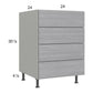 RTA Euro Grey 24" 3-Drawer Range Base Cabinet with 1 False Drawer Front