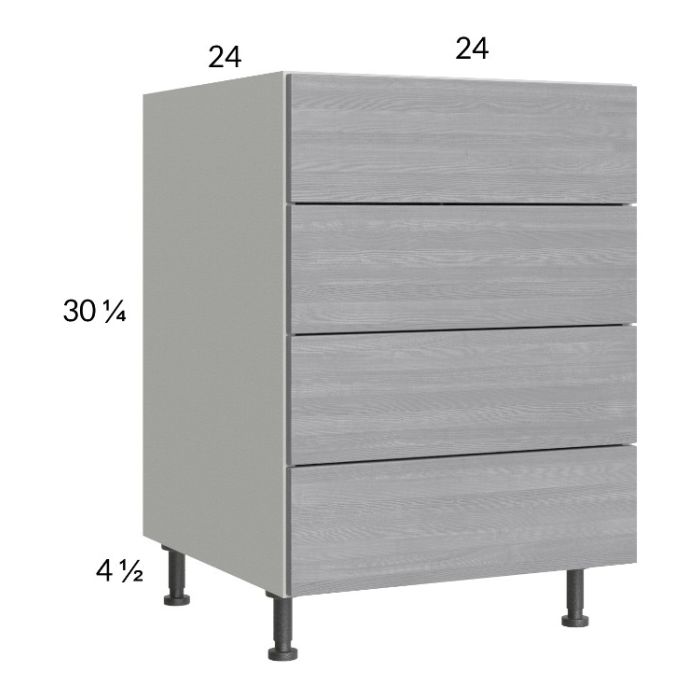 RTA Euro Grey 24" 3-Drawer Range Base Cabinet with 1 False Drawer Front
