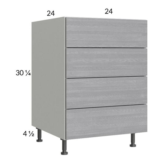 RTA Euro Grey 24" 4-Drawer Base Cabinet with 1 Finished End Panel