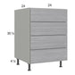 RTA Euro Grey 24" 4-Drawer Base Cabinet