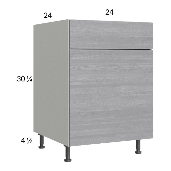 RTA Euro Grey 24" Base Cabinet with 1 Door and 2 Finished End Panels