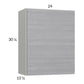 RTA Euro Grey 24" x 30-1/4" Wall Cabinet with 1 Door and 2 Finished End Panels