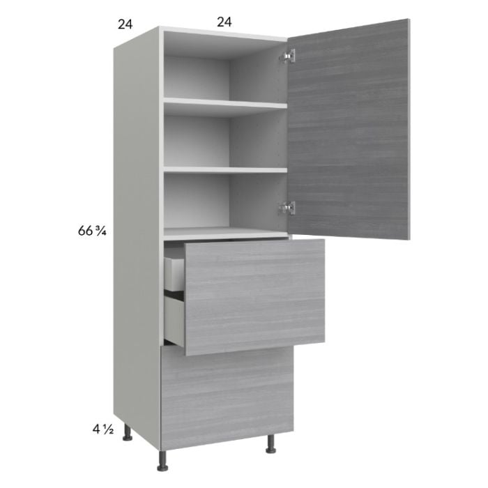 RTA Euro Grey 24" x 71-1/4" Utility Cabinet with 1 Door, 2 Drawers and 1 Inner Drawer