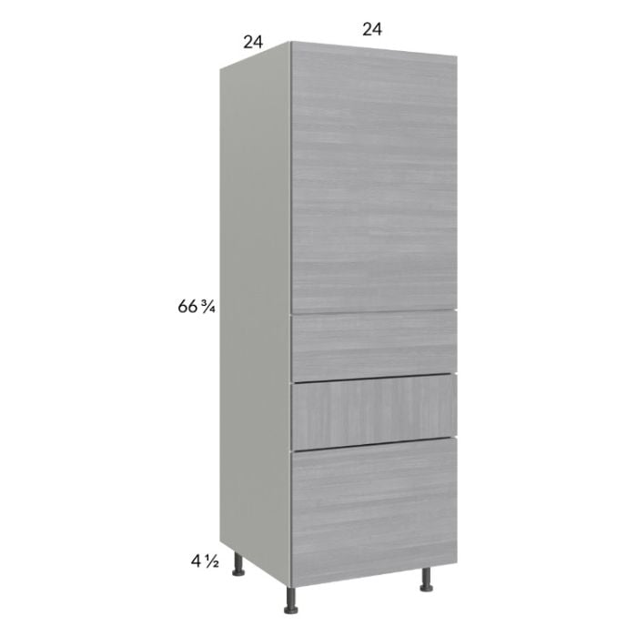 RTA Euro Grey 24" x 71-1/4" Utility Cabinet with 1 Door, 3 Drawers, and 2 Finished End Panels