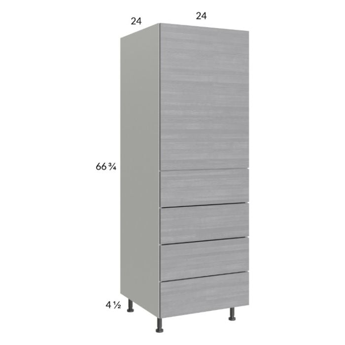 RTA Euro Grey 24" x 71-1/4" Utility Cabinet with 1 Door, 4 Drawers, and 2 Finished End Panels