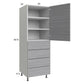 RTA Euro Grey 24" x 71-1/4" Utility Cabinet with 1 Door and 4 Drawers