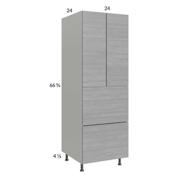 RTA Euro Grey 24" x 71-1/4" Utility Cabinet with 2 Doors, 2 Drawers, 1 Inner Drawer, and 2 Finished End Panels