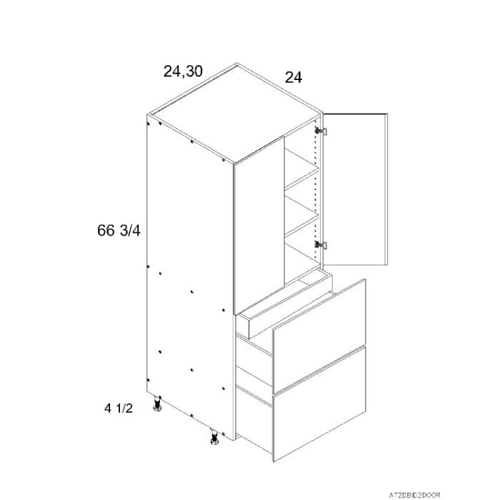 RTA Euro Grey 24" x 71-1/4" Utility Cabinet with 2 Doors, 2 Drawers, 1 Inner Drawer, and 2 Finished End Panels