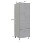 RTA Euro Grey 24" x 71-1/4" Utility Cabinet with 2 Doors, 2 Drawers, and 1 Finished End Panel