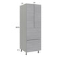 RTA Euro Grey 24" x 71-1/4" Utility Cabinet with 2 Doors, 2 Drawers and 1 Inner Drawer