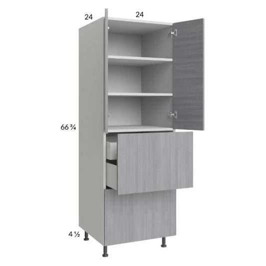 RTA Euro Grey 24" x 71-1/4" Utility Cabinet with 2 Doors, 2 Drawers and 1 Inner Drawer