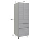 RTA Euro Grey 24" x 71-1/4" Utility Cabinet with 2 Doors, 3 Drawers, and 1 Finished End Panel