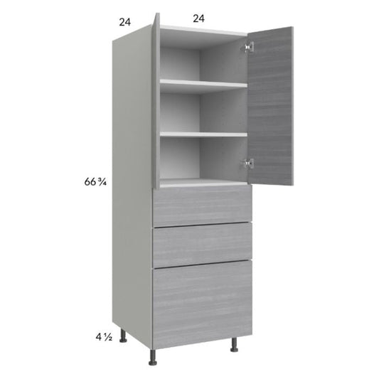 RTA Euro Grey 24" x 71-1/4" Utility Cabinet with 2 Doors, 3 Drawers, and 1 Finished End Panel