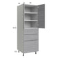 RTA Euro Grey 24" x 71-1/4" Utility Cabinet with 2 Doors, 3 Drawers, and 2 Finished End Panels