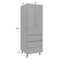 RTA Euro Grey 24" x 71-1/4" Utility Cabinet with 2 Doors, 4 Drawers, and 1 Finished End Panel