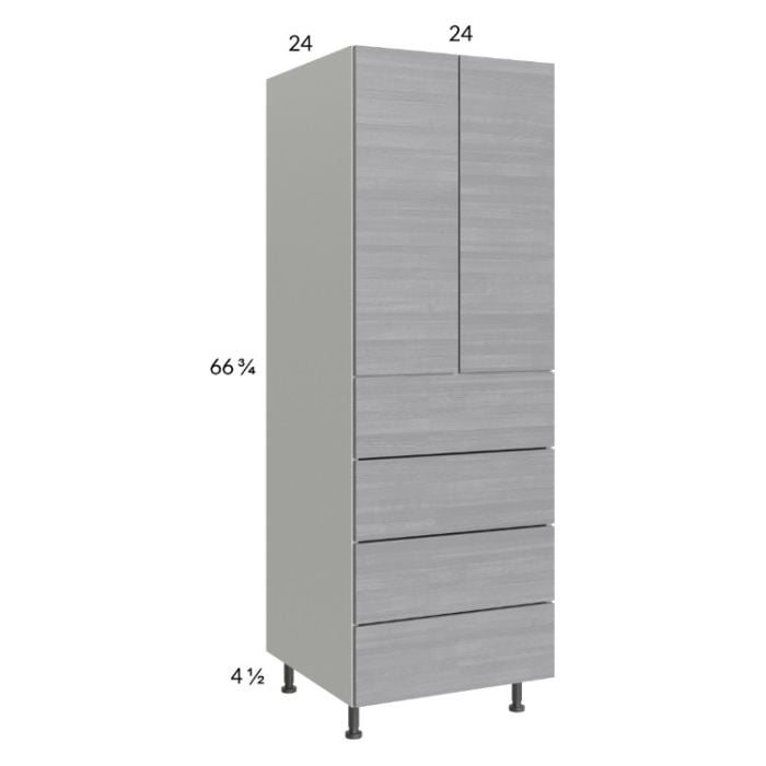 RTA Euro Grey 24" x 71-1/4" Utility Cabinet with 2 Doors, 4 Drawers, and 1 Finished End Panel