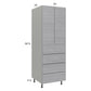 RTA Euro Grey 24" x 71-1/4" Utility Cabinet with 2 Doors and 4 Drawers