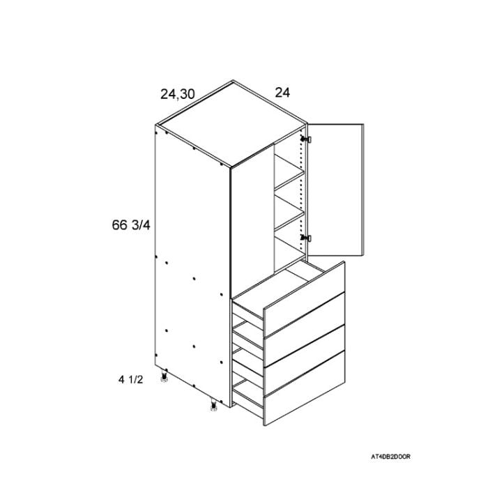 RTA Euro Grey 24" x 71-1/4" Utility Cabinet with 2 Doors and 4 Drawers