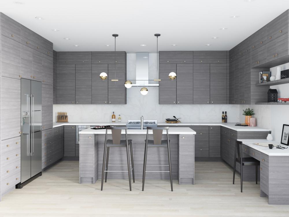 RTA Euro Grey 24" x 71-1/4" Utility Cabinet with 2 Doors and 4 Drawers