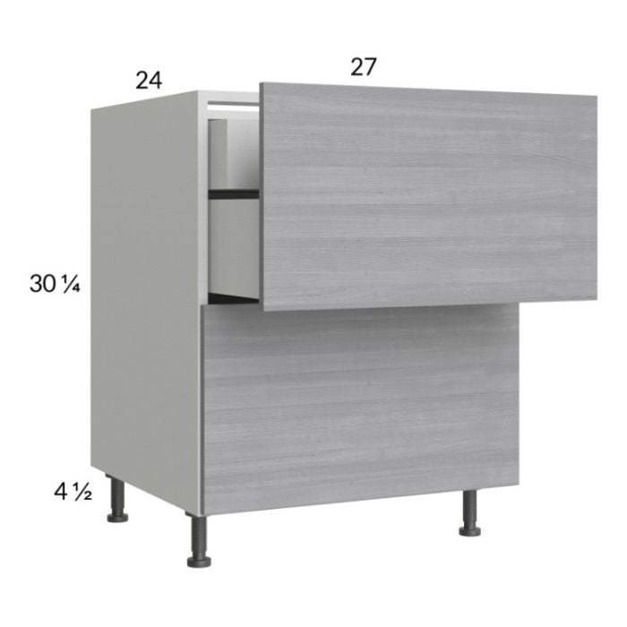 RTA Euro Grey 27" 2-Drawer Base Cabinet with 1 Inner Drawer and 2 Finished End Panels