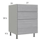RTA Euro Grey 27" 2-Drawer Range Base Cabinet with 1 False Drawer Front and 1 Finished End Panel