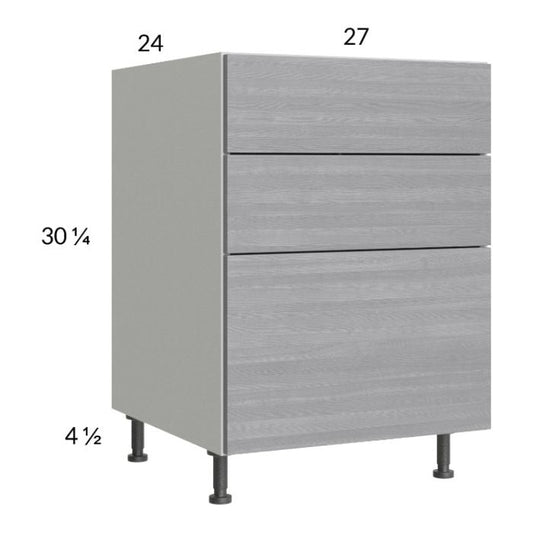 RTA Euro Grey 27" 2-Drawer Range Base Cabinet with 1 False Drawer Front