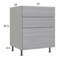 RTA Euro Grey 27" 3-Drawer Base Cabinet with 1 Finished End Panel