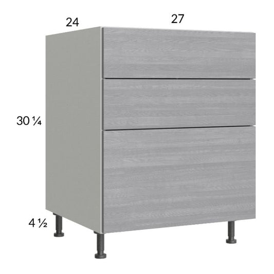 RTA Euro Grey 27" 3-Drawer Base Cabinet with 1 Finished End Panel